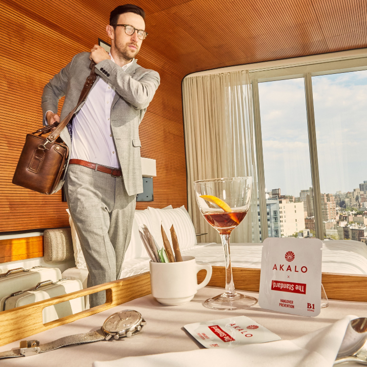 The Standard Hotel Hangover Prevention Patch from AKALO. The next day, early morning, business meeting.