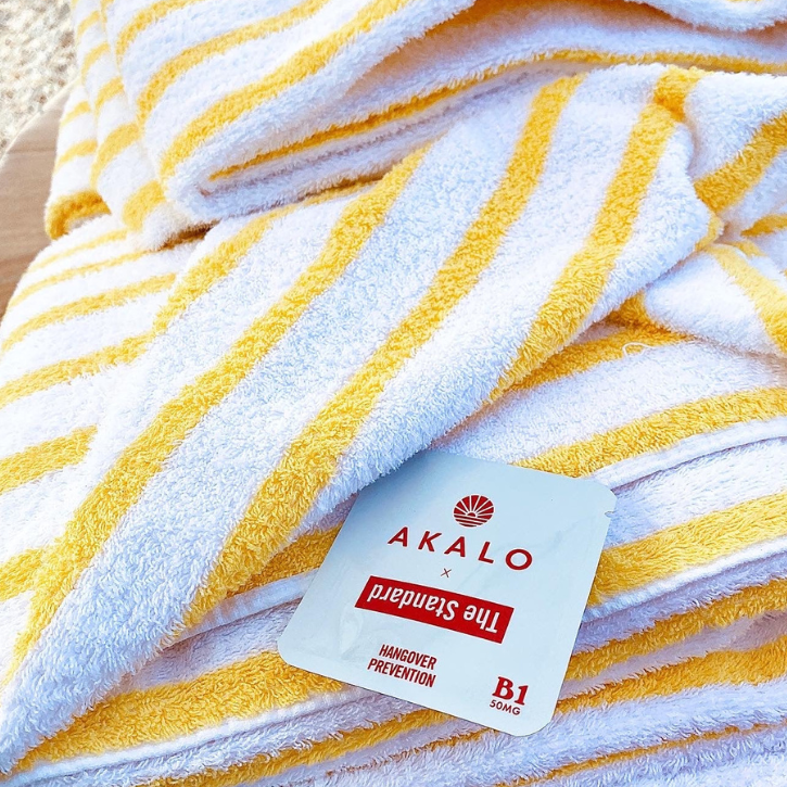 The Standard Hotel Hangover Prevention Patch from AKALO. Hanging by the pool.